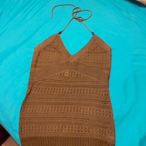 DKNY JEANS brown knitted summer top.